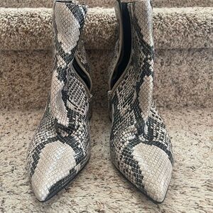Marc Fisher Black and Cream Patterned Ankle Boots